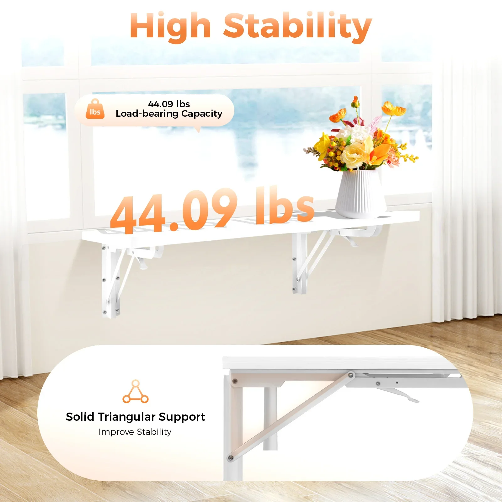 Space Saving Foldable Wall Mounted Floating Desk 6040cm Size Multifunctional Computer Work Table Heavy Duty Organizer Rack For Home Office Laptop Study Work Kitchen Cookware Corner Sundries Storage Accessory