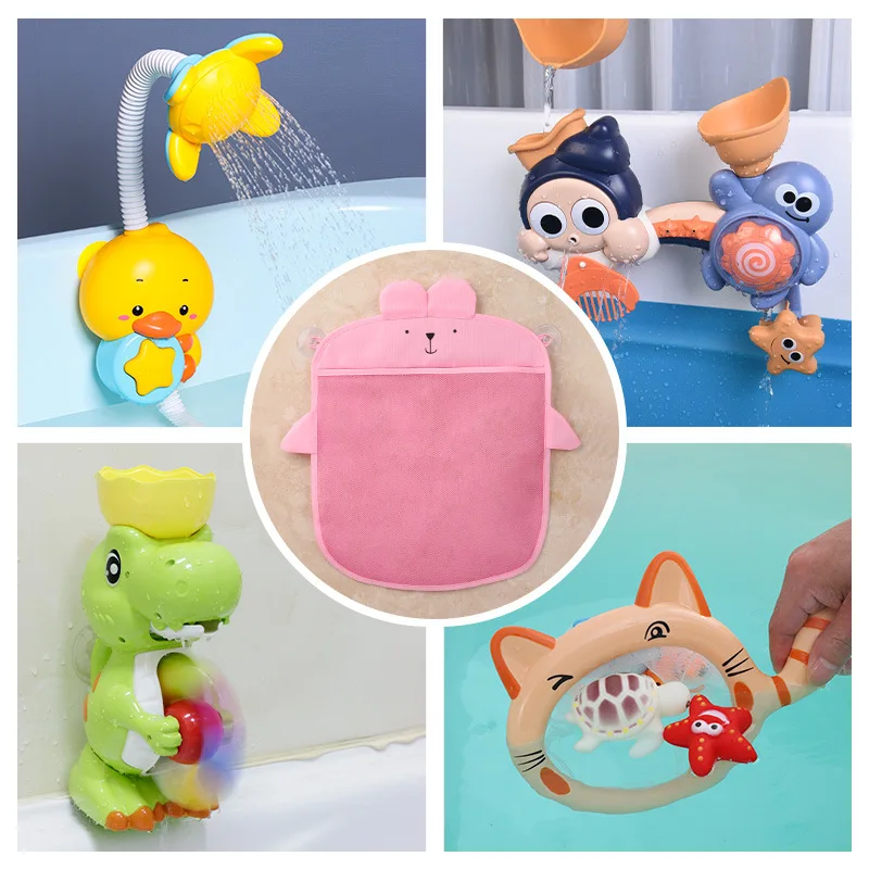 Baby Bath Toys Dinosaur Animal Mesh Net Toy Storage Bag Strong Suction Cups Bath Game Bag Bathroom Organizer Water Toys for Kids