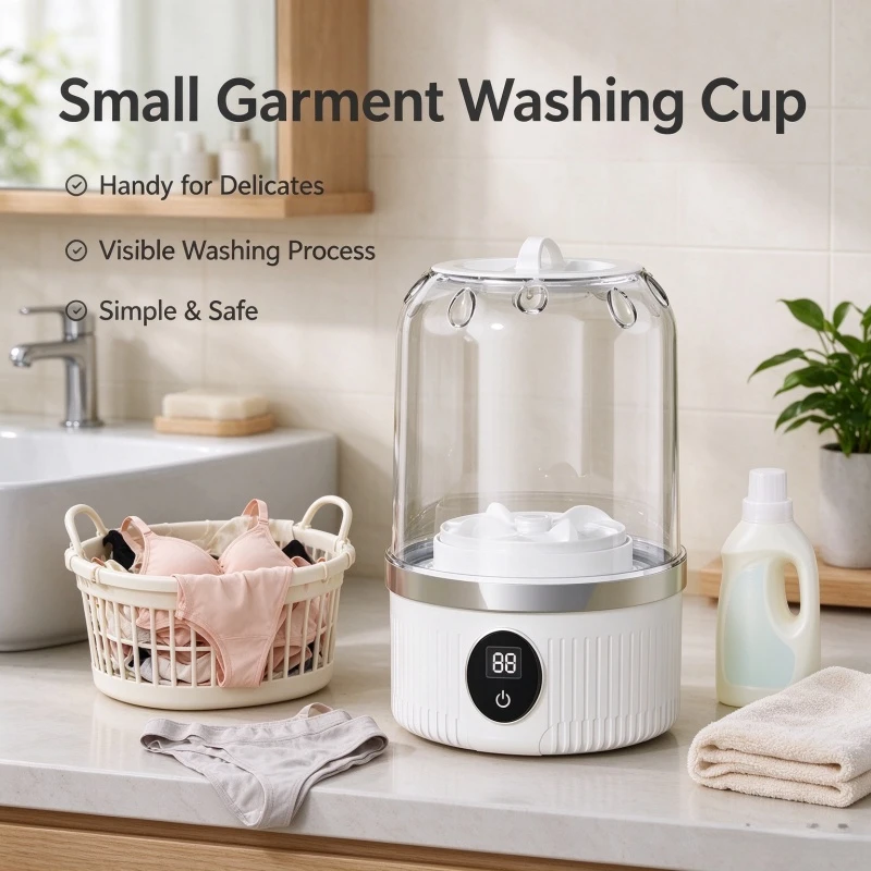 Stocking Stuffers Mini Wireless Charging Washing Cup, Portable Small Electric Washing Machine for Underwear, Socks & Pet Clothes
