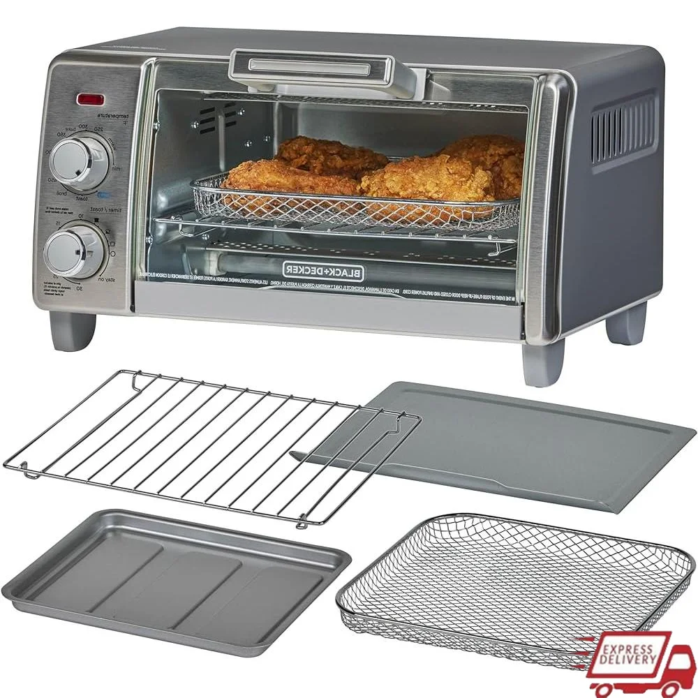 

4-Slice Air Fry Toaster Oven with 5 Cooking Functions Healthy Oil Free Cooking Even Toast Technology 30 Minute Timer Countertop