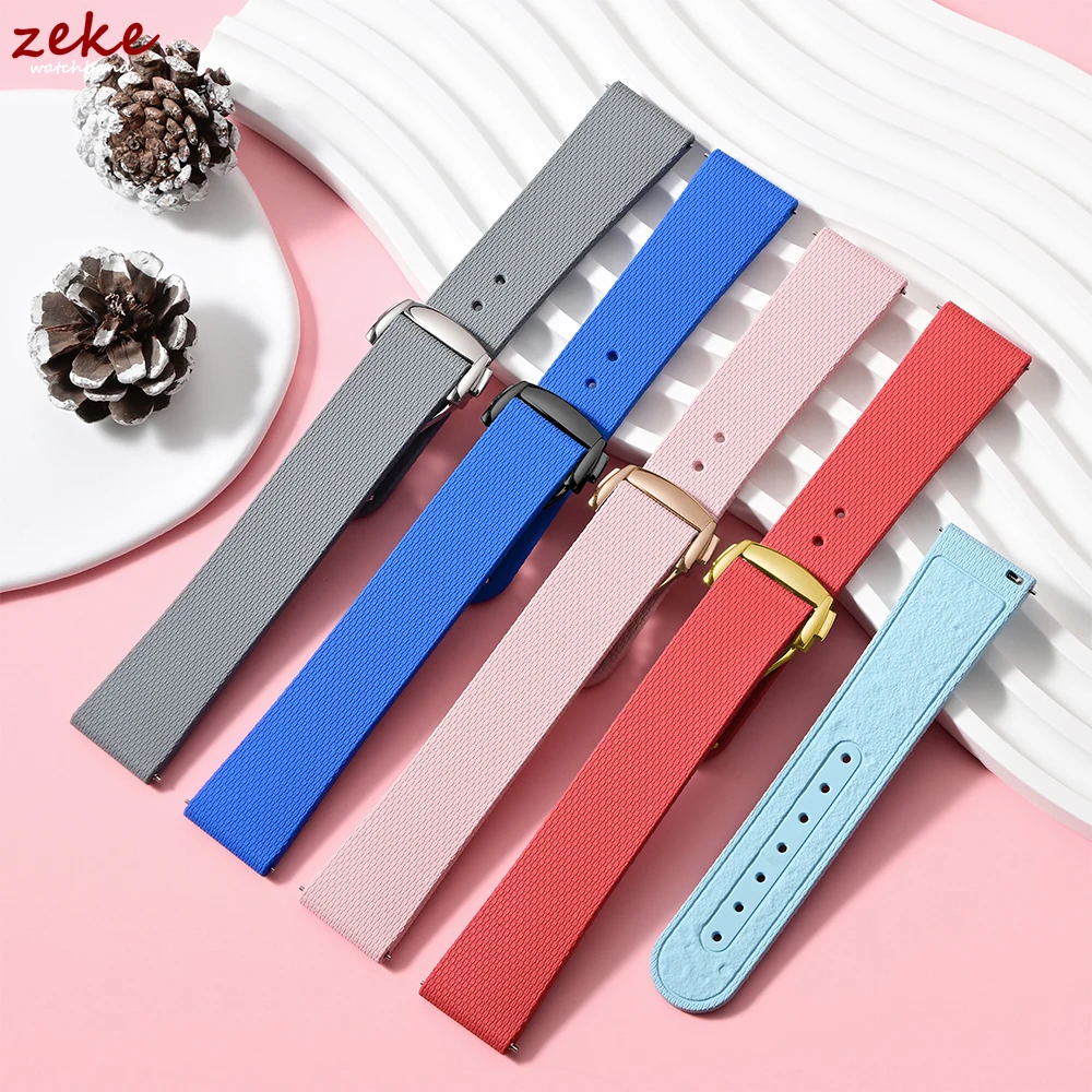 

Резиновый ремешок FKM для Swatch Omega MoonSwatch, 20 мм, быстросъемный браслет с складной пряжкой, мужской и женский силиконовый резиновый ремешок для часов