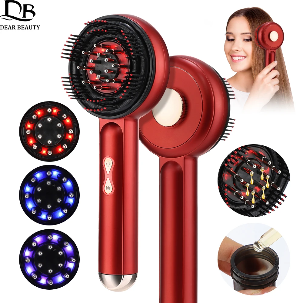 

EMS Electric Scalp Massage Brush 3Color Red Light Therapy Hair Growth Massage Comb Anti Hair Loss Liquid Oil Applicator Massager