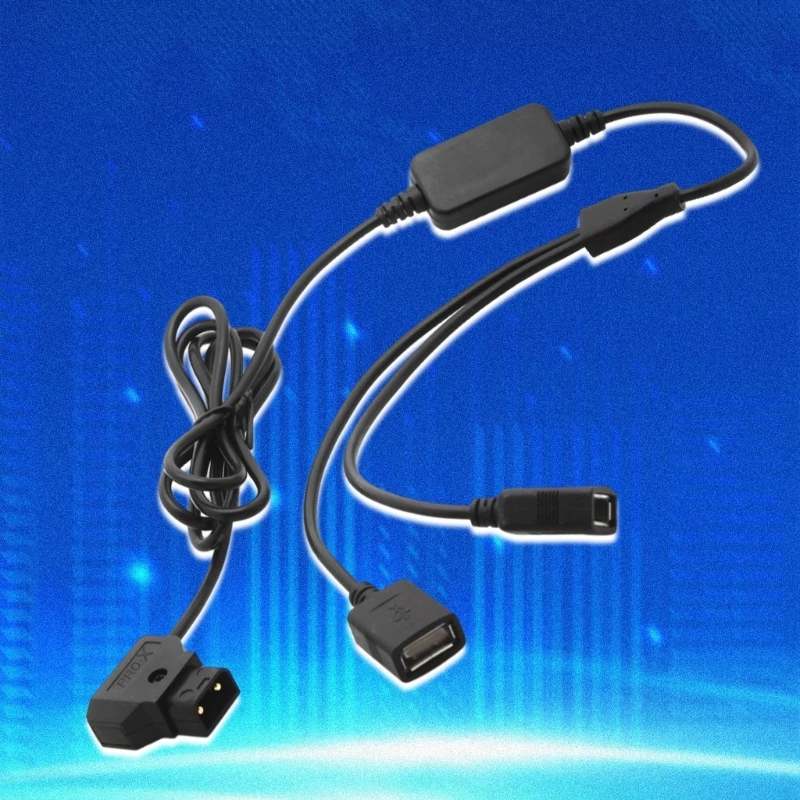 Portable D-Tap to Double USB Port Connection Cable Support High-Speed Charging Data Transmission for Most Tablet Phones