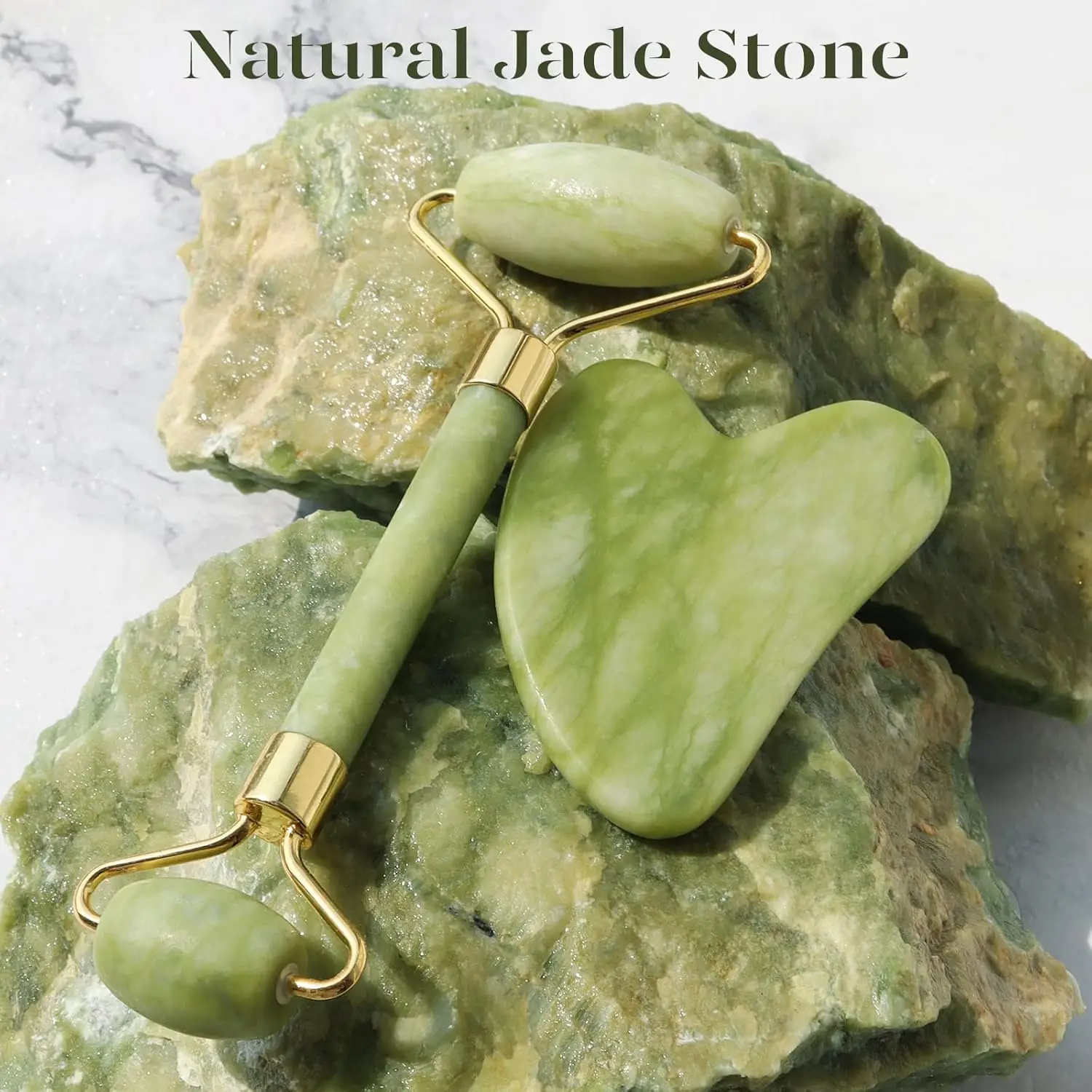 Jade massager Roller Facial Tool FaceRoller and Heart Shape board for Puffiness and Redness Reducing Skin Care for woman gift