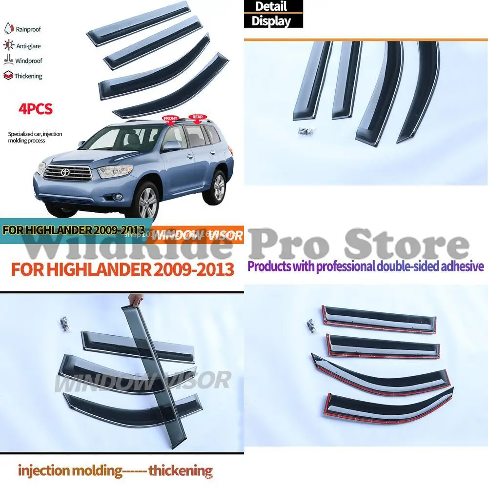

1 set For HIGHLANDER Highlander 2008-2013 Black Window Rain Visors Weatherstrip Export Wholesale Ecommerce