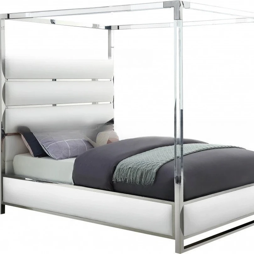 Factory direct acrylic bed stainless steel chrome queen double ins shelf bed modern Internet celebrity fashion
