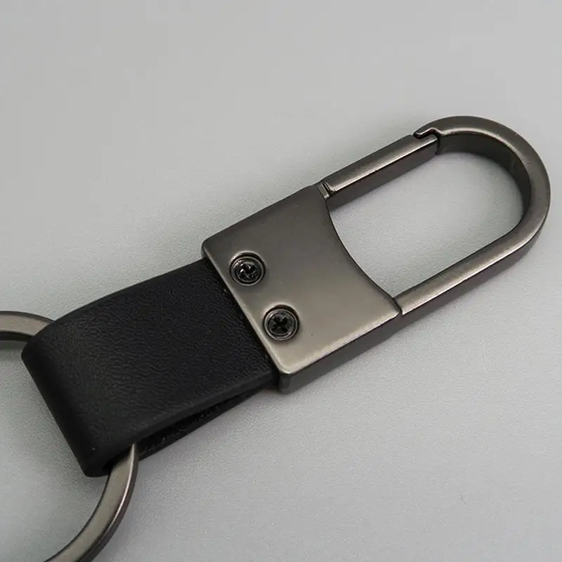 【IIOO】Alloy Leather Keychain Multifunctional Durable Leather Waist Hanging Key Chain Carabiner Holder Anti-Lost