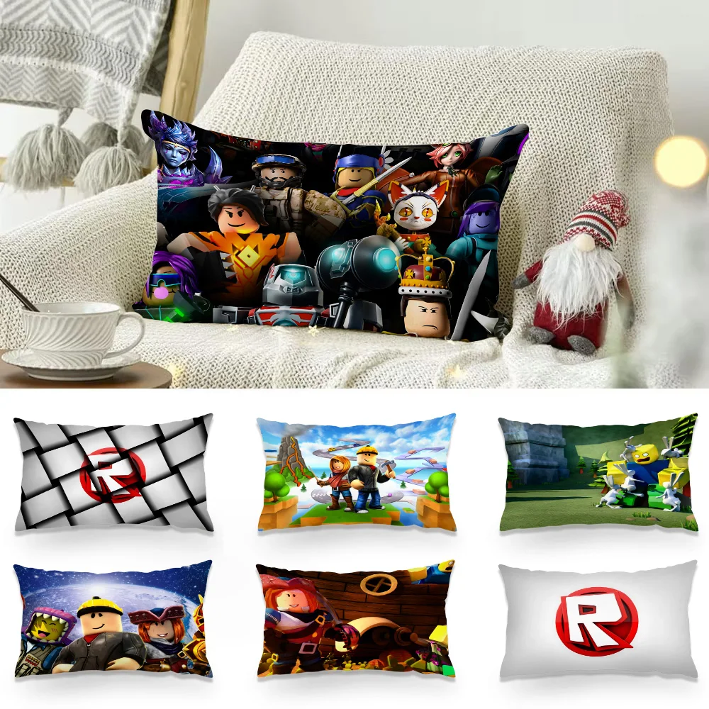 HOT 3D GAME R-ROBLOXES Pillow Covers Cartoon Sofa Decorative Home Double-sided Printing Short Plush Cute Cushion Cover