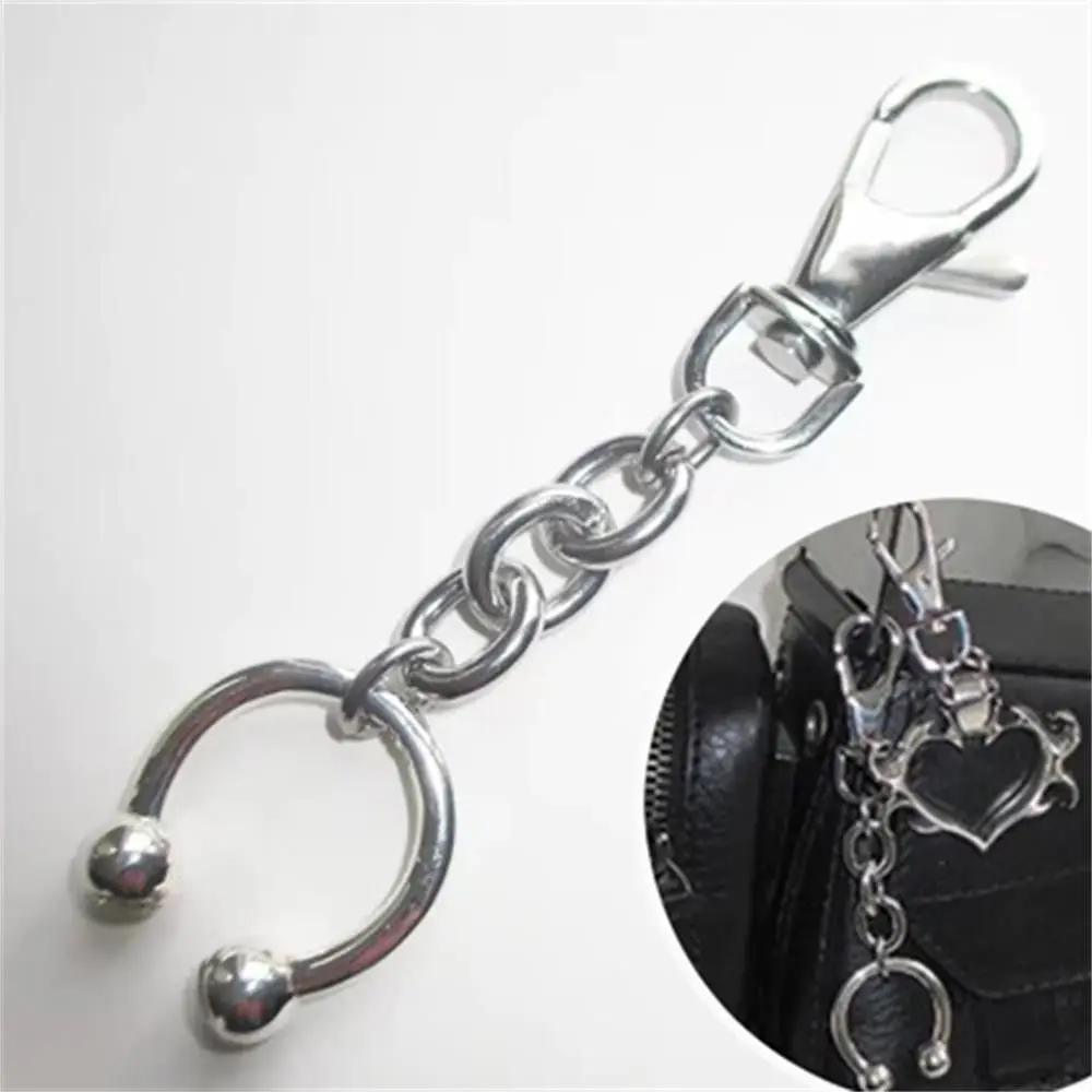 Charms Bags Keychain Horseshoe Nose Clip Pendant Keychain Silver Color Jewelry Accessories Backpack Pendant Y2K Punk Style