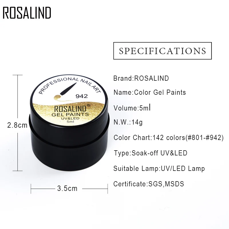 ROSALIND 5ML pittura Gel Polish Nail Art LED Gel punteggiatura smalto Semi permanente Soak Off Base Top Coat per Manicure Gel vernice