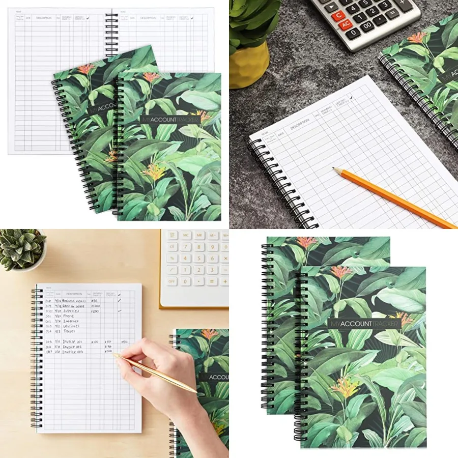 

Paper Junkie Ledger Book - 8.5 x 6.25 In, Multicolor, Pack of 2, 100-Page - Bookkeeping Record Check Register for Income Expens