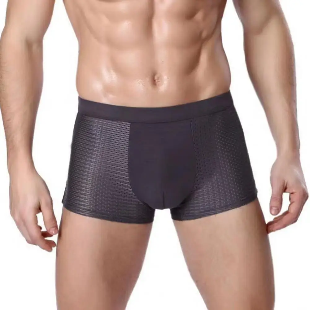 Men Breathable Boxers Ice Silk Mesh Men\'s Boxers Soft Breathable Underwear With Moisture-wicking Technology U Design For Comfort