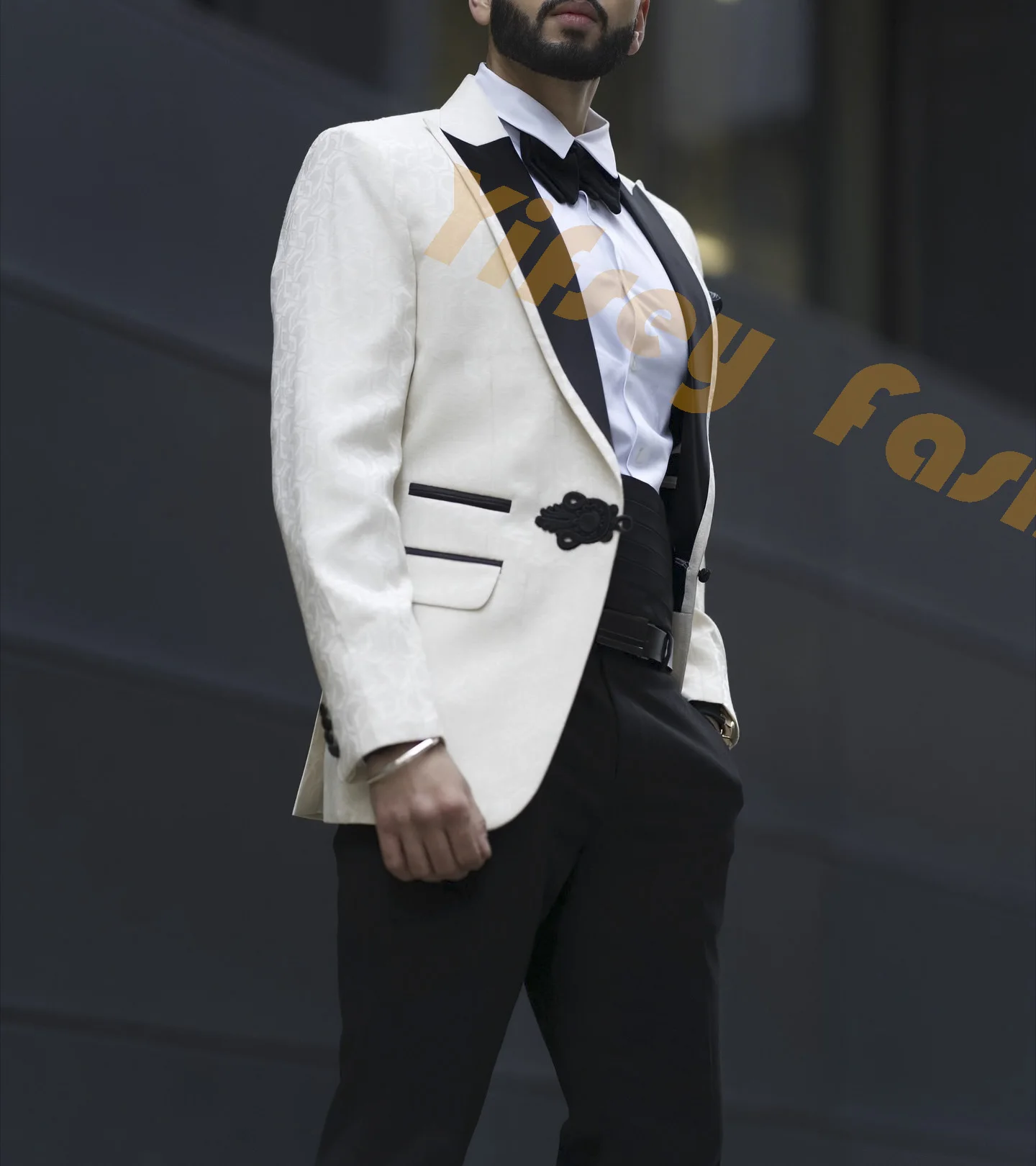 

2pcs Chinese Knot Button Boyfriend Suit Pants Jacket Waistband Cummerbund Man Wedding Set Male Blazer Trousers Dinner Party Wear