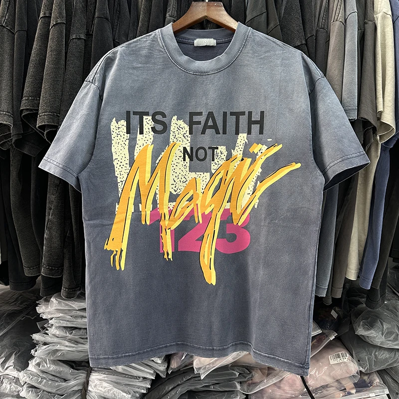 

Ретро-футболка в американском стиле, свободного кроя, повседневная, с коротким рукавом, летняя, плотная, для молодежи, модная, с круглым вырезом