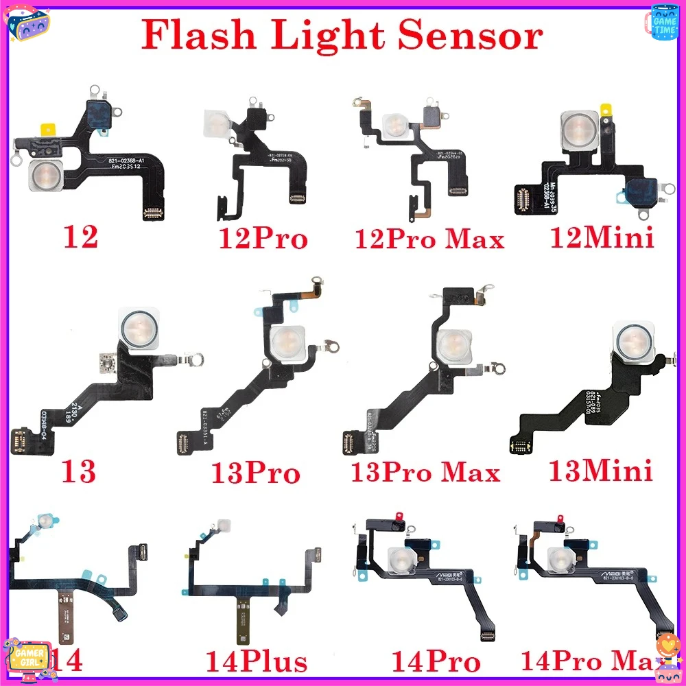 For iPhone 11 12 13 14 15 Pro Max Mini Plus LED Flash Light Sensor Flex Cable Proximity Distance Ambient Repair Part