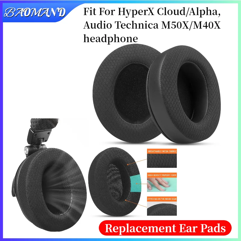 

1 Pair Replacement foam Ear Pads pillow Cushion Cover for HyperX Cloud/Alpha, Audio Technica M50X/M40X Gaming Headphone Headset