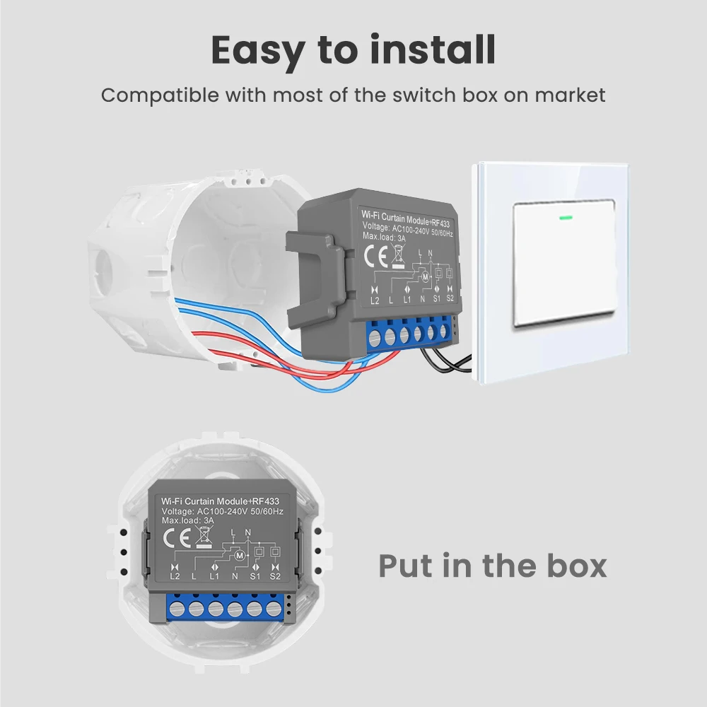 AVATTO-Stores roulants RF WiFi Tuya, interrupteur technique, télécommande pour moteur électrique, fonctionne avec Alexa, Google Home