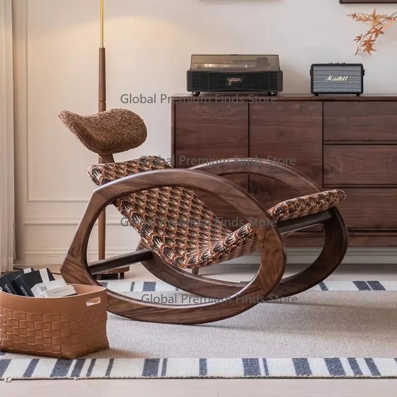 Modern Living Room Chair Light Luxur-y Reclining Rocking Chair Retro Style Sofa Chair