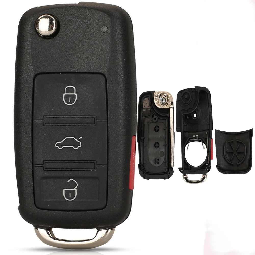 jingyuqin X1 X5 Car Key Shell For VW VOLKSWAGEN Touareg Phaeton Skoda Flip Auto Remote Keyless Case Side Panic Button