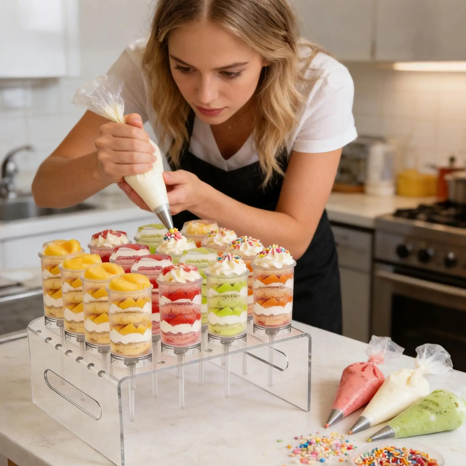 Контейнеры для десертов Cake Push Pop, тубусы для десертов с подставкой и крышкой для дома, столовой, свадьбы, дня рождения, вечеринки