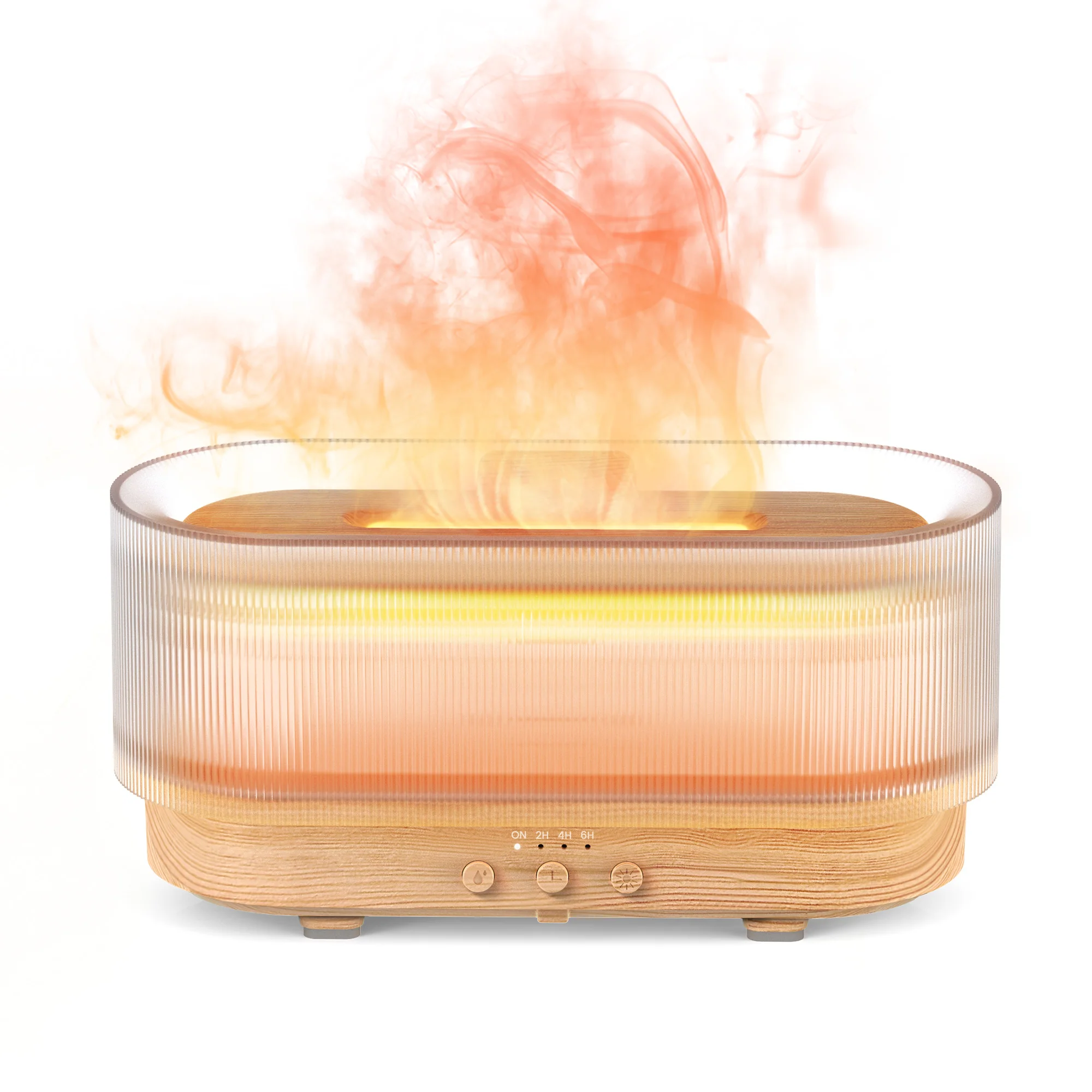 Diffuseur d'huiles essentielles, diffuseur d'aromathérapie à flamme de feu de cheminée, humidificateur ultrasonique à brume fraîche de 300ml, diffuseur d'arôme parfumé