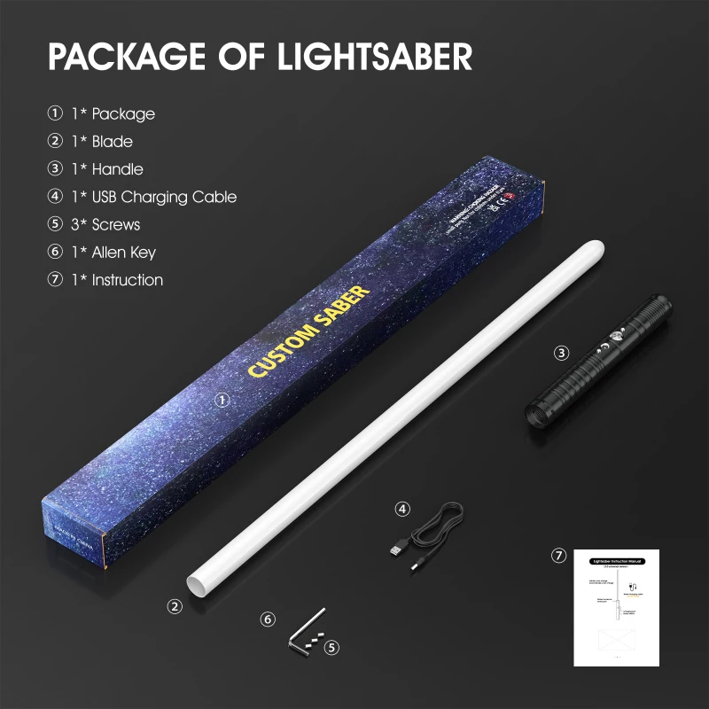 WANARICO USB Lade RGB Lichtschwert Metall Griff 7-Farbe Variable Mit Schlagen Sound Wirkung FX Duel Lichtschwert Metel Griff LED
