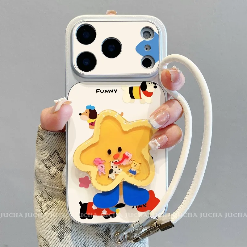 Trendy new cute star puppy phone case suitable for iPhone 17 Promax, Apple 16 Plus/15 Pro/14/13 models, star holder