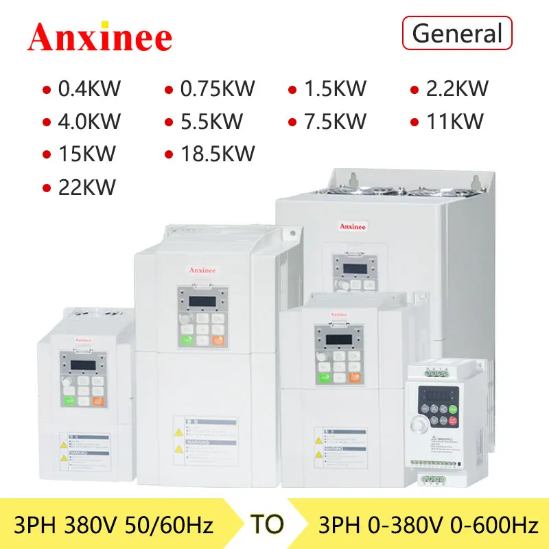 Anxinee Vector VFD 380v Inverter 3PH Input Frequency Converter Three Phase Motor Speed Control 0-600Hz