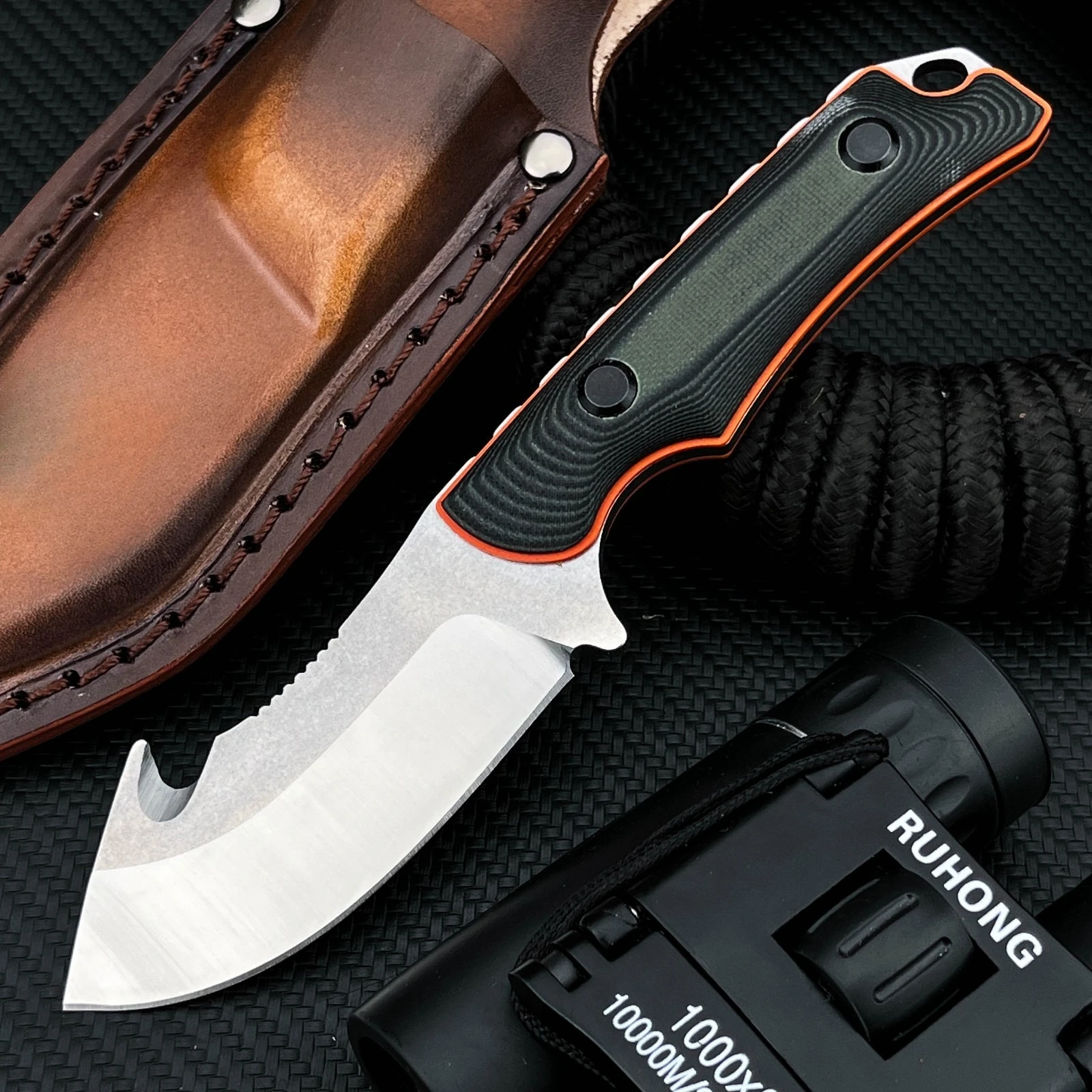 

Тактический нож Combat Tactical 15018 с фиксированным клинком из стали 9C13Mov, рукоятки G10, для выживания, охоты, активного отдыха, портативный EDC-инструмент