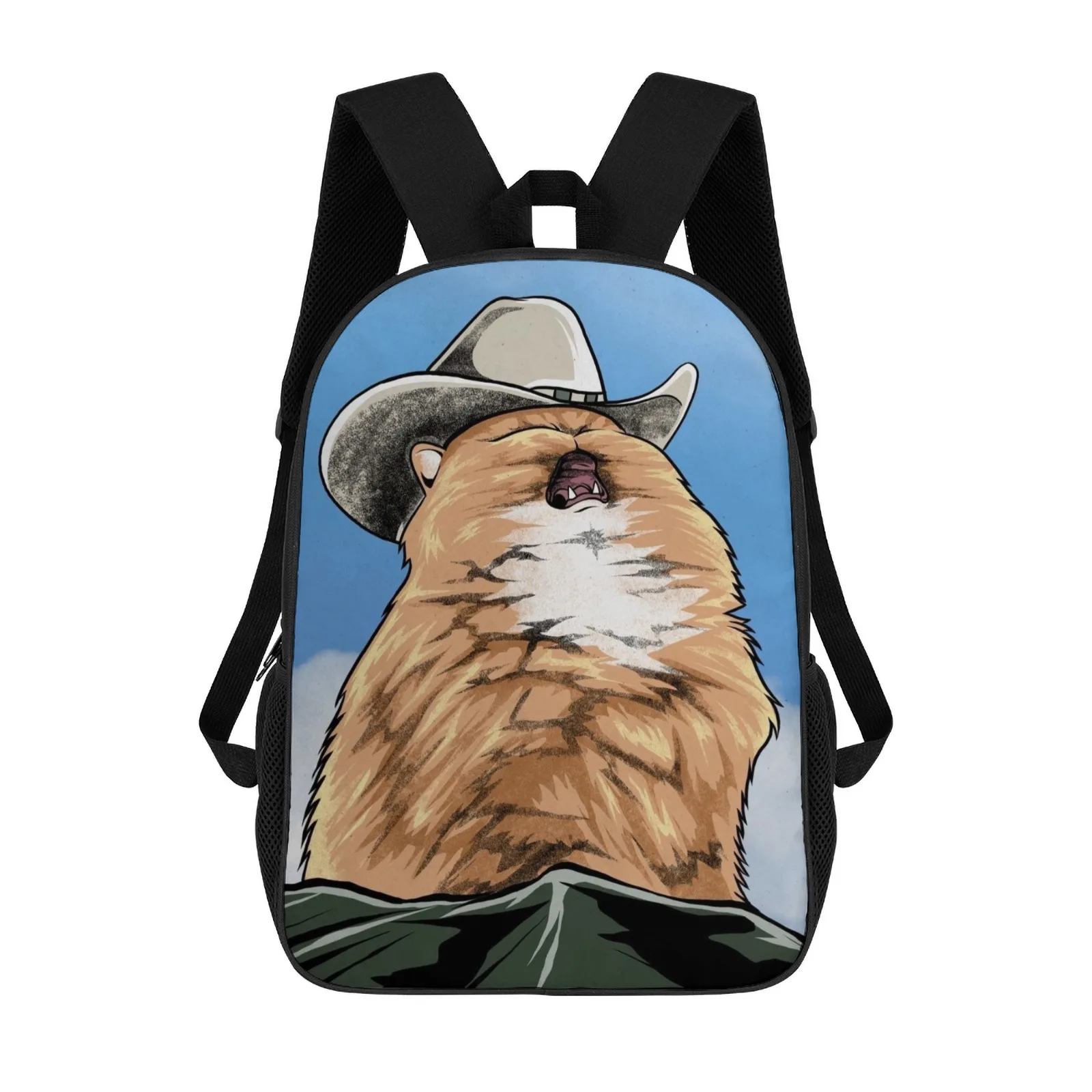 

Funny Cowboy Cat Backpack Printed Book Bag Backpacks For School 17 Inch School Backpack Bag
