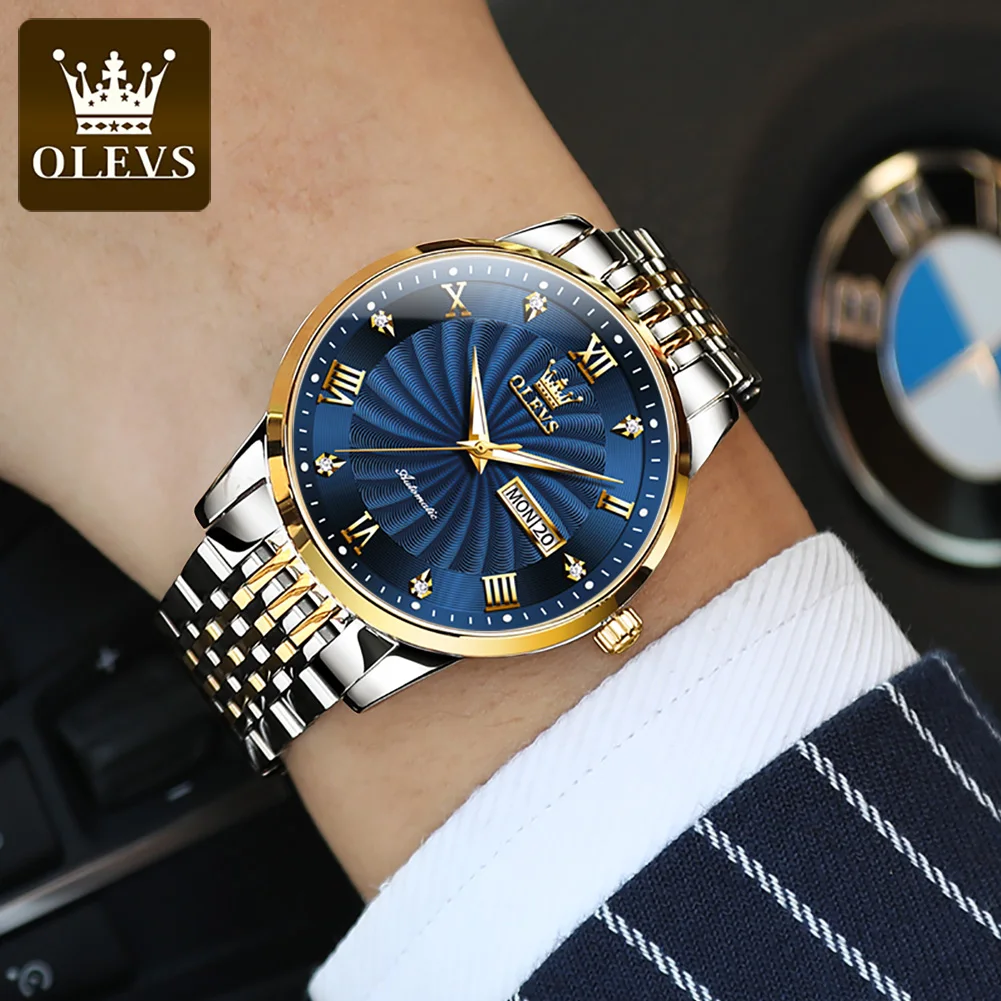 OLEVS Luxury Watch Men Automatic Mechanical Business Male Watch Luminous Stainless Steel Waterproof Montre Homme Original 6630