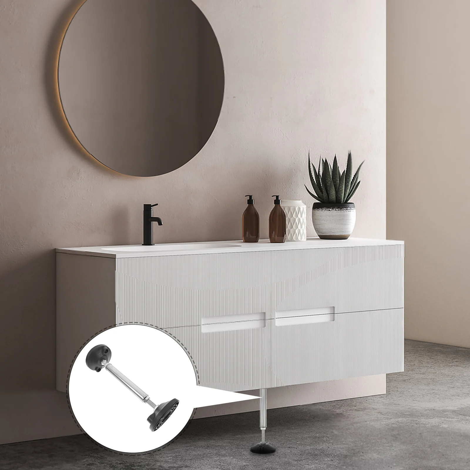 

Adjustable Support Pole for Bathroom Cabinet Installation 23-37Cm Height Range Stable Cabinet Lifting Bracket Undermount Sink