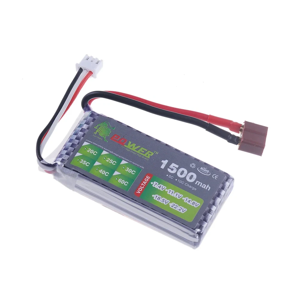 1PCS 2S 7.4V Lipo Battery 1500mAh 1800mAh 40C With XT30 XT60 Deans T Plug For RC FPV Drone Quadcopter Airplane Car Racing