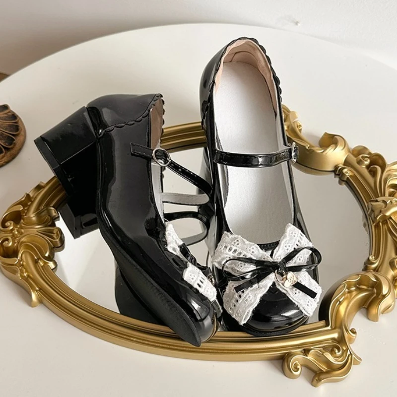 

Bow High Heels Women Shoes Summer New Marie Janes Sandals Trend 2025 Lolita Dress Party Woman Heeled Shoes Chunky Pumps Zapatos