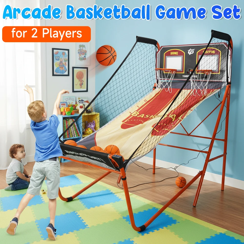 

Набор аркадных баскетбольных игр с 5 мячами и обручами для 2 игроков, детей и взрослых, спортивные игры в помещении и на открытом воздухе, простая установка для соревнований