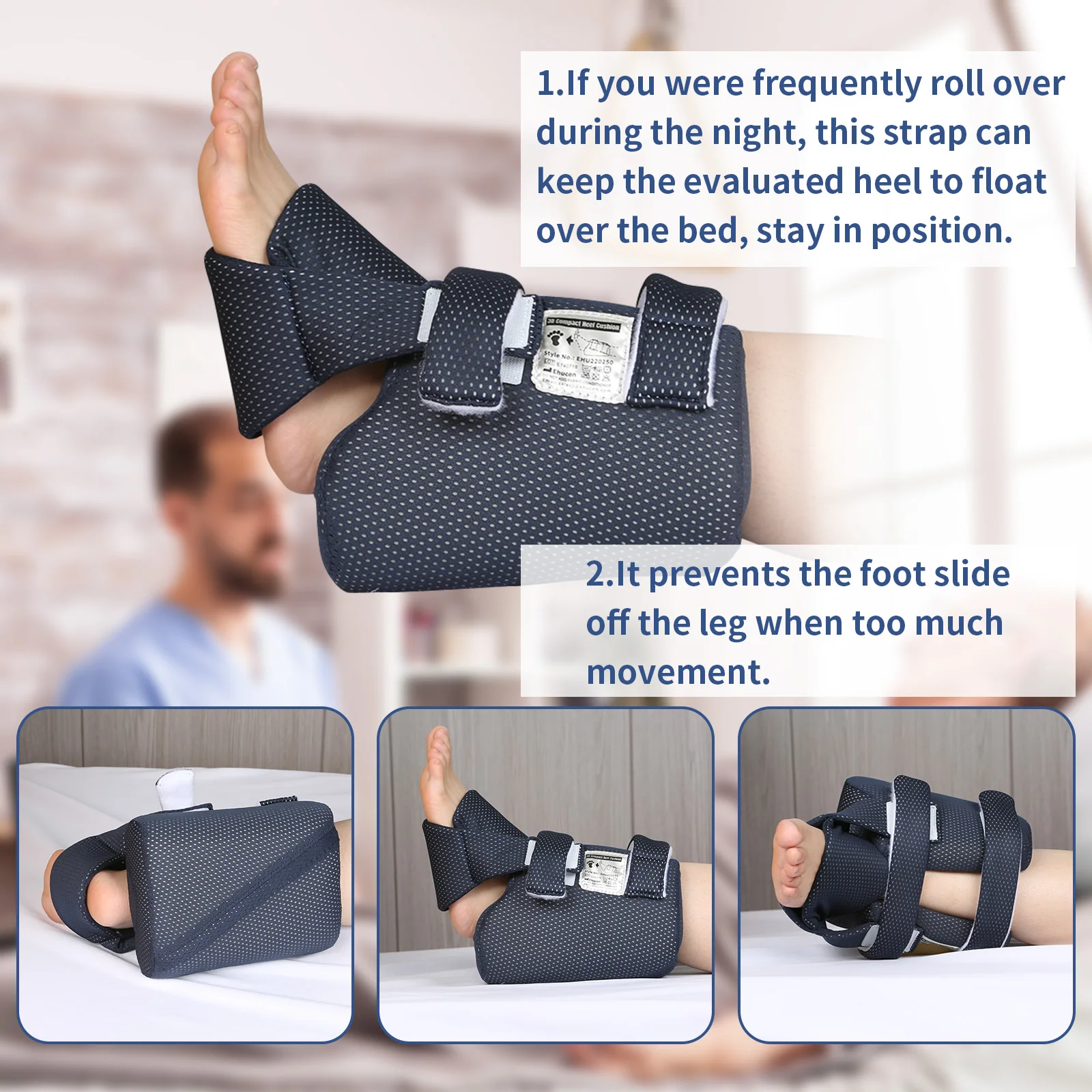 Ehucon Pressure Relief Ankle Elevation pillow Heel Protection Foot Wedge Protector for Bedridden Heel Pain Patients Pack of 1pc