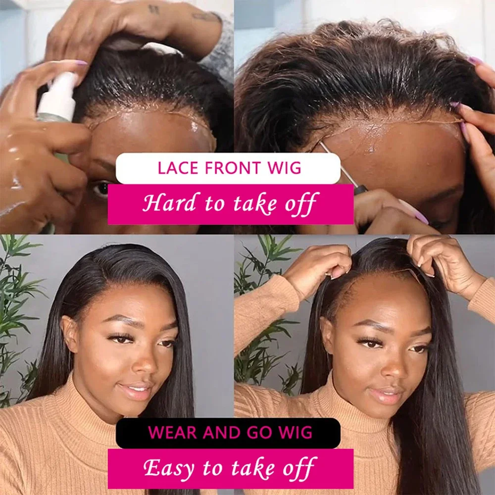 Wear Go Glueless Wig Straight Lace Frontal Wig Human Hair 6x4 Pre-Cut Closure Wig Pre plucked 13x4 Transparent Lace Front Wig