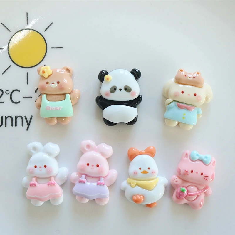 10 Pcs New Kawaii Cartoon Animal Little Bear, Rabbit, Little Cat Resin Scrapbook Diy Jewelry Children Gift Hairpin Accessories