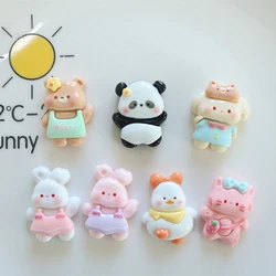 10 Pcs Kawaii Cartoon Animal Little Bear, Rabbit, Little Cat Resin Scrapbook Diy Jewelry Children Gift Hairpin Accessories A67