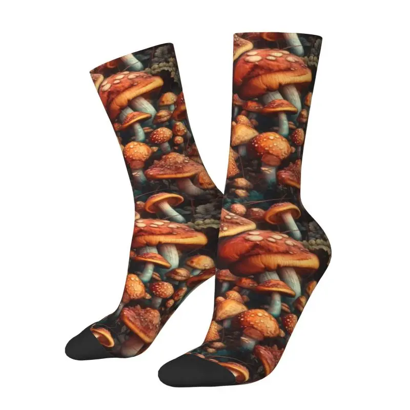 

Cool Printed Wild Mushrooms Print Socks for Women Men Stretchy Summer Autumn Winter Crew Socks