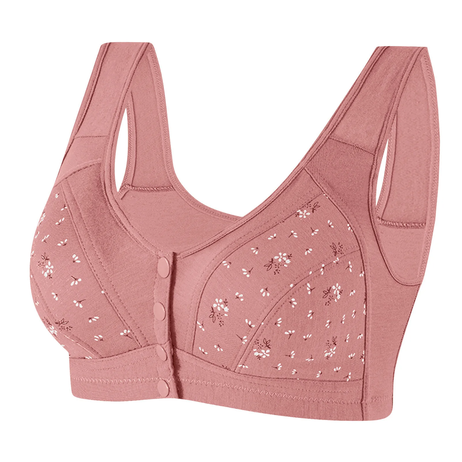 Floral Lady Brassiere Front-Button Lightweight Plus-Size Breathable Wire-Free Girls' Bra Cotton Woman Underwear One Hand Access