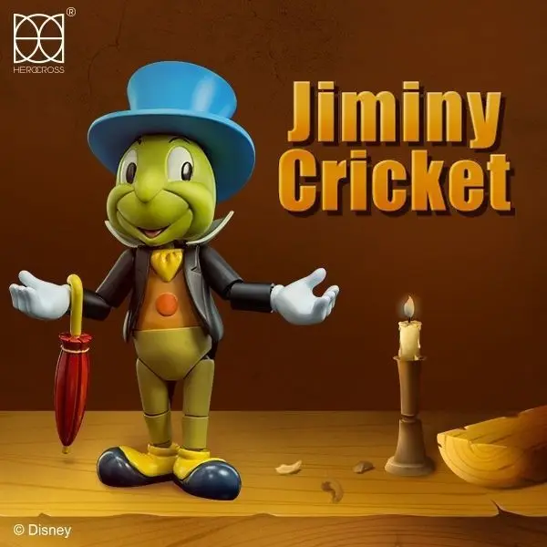 HEROCROSS Disney Jiminy Cricket Action Figure Pinocchio Alloy Articulated Collectible Toy Ornament Birthday Gift For Anime Fans