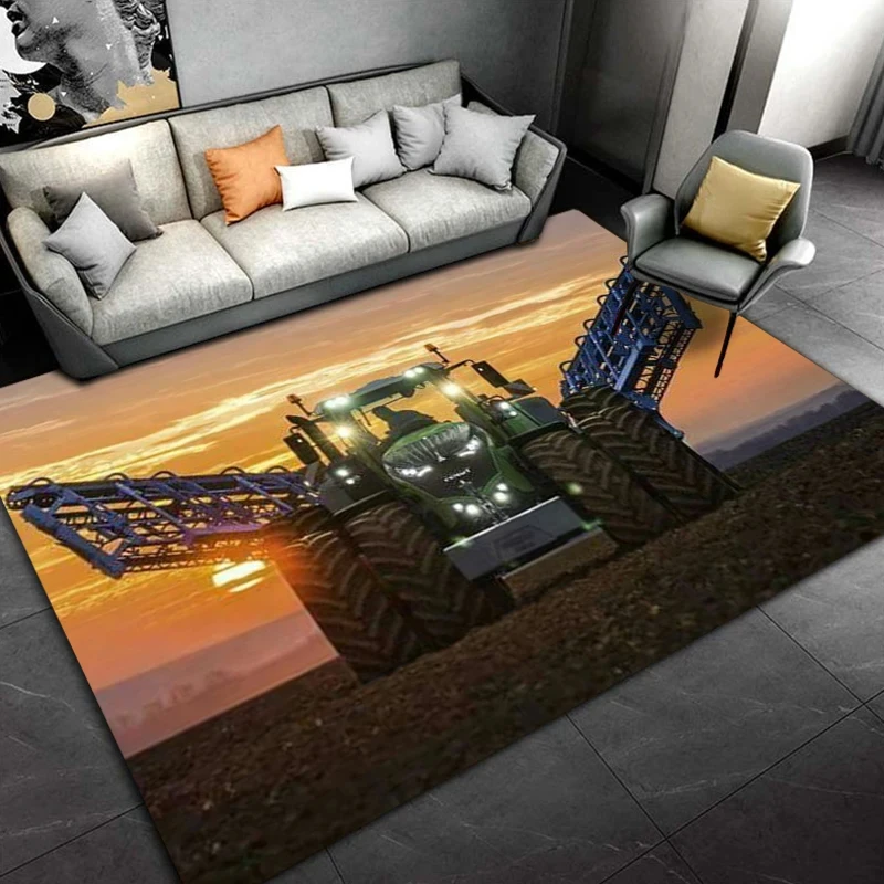 Car Tractor Series Pattern Truck Area Rug,Carpet Rug for Home Living Room Bedroom Sofa Doormat Decor,kids Non-slip Floor Mat 3D