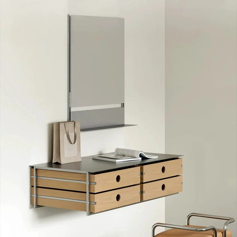 Modern Minimalist Stainless Steel Desk Nordic Wall Mounted Dressing Table Floating Vanity Bedroom Home Furniture Muebles FYFD