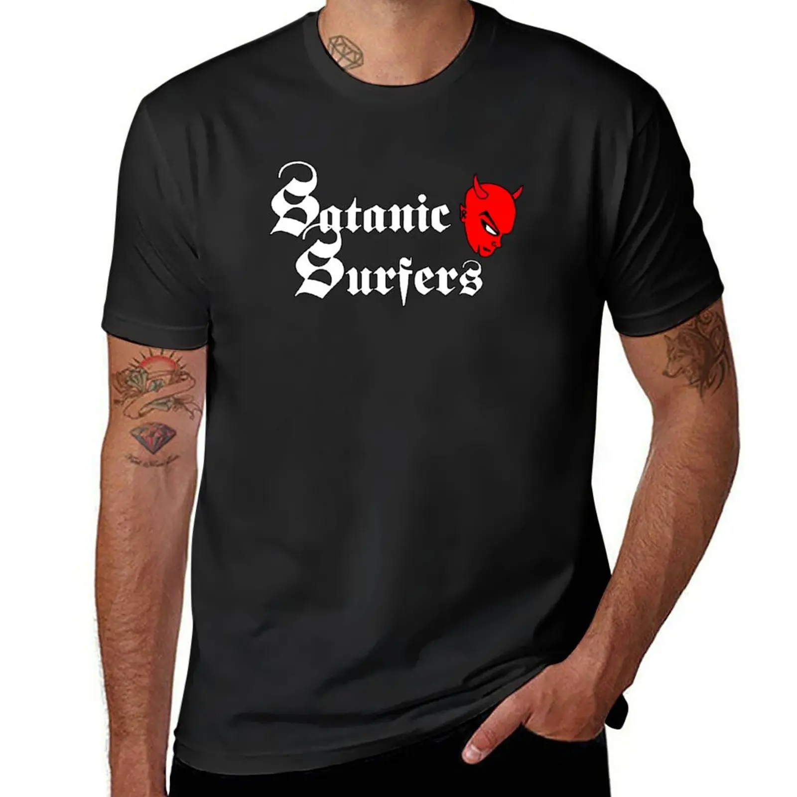 

New New 03 logo satanic surfers genre punk rock T-Shirt plus size tops oversized t shirt Aesthetic clothing mens tall t shirts