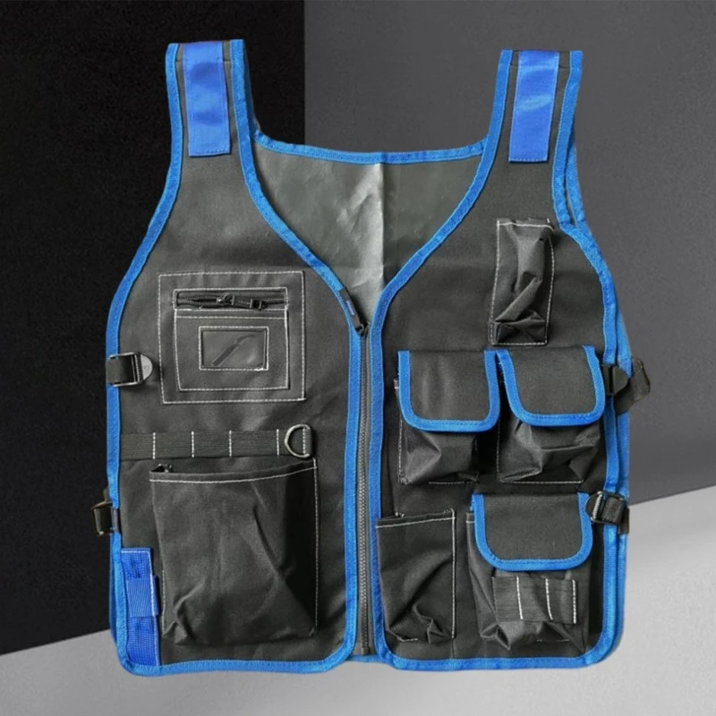 Handy Tool Vest with Blue Edges, Essential Gear for Maintenance Workers and Camping Enthusiasts Dropsale