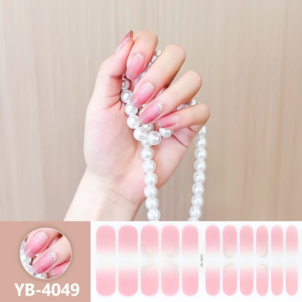 22Tips Semi-Cured Gel Nail Sticker Pure Color Nail Polish Wraps Long-Lasting Full Cover Gel Sticker Nail Decor 2