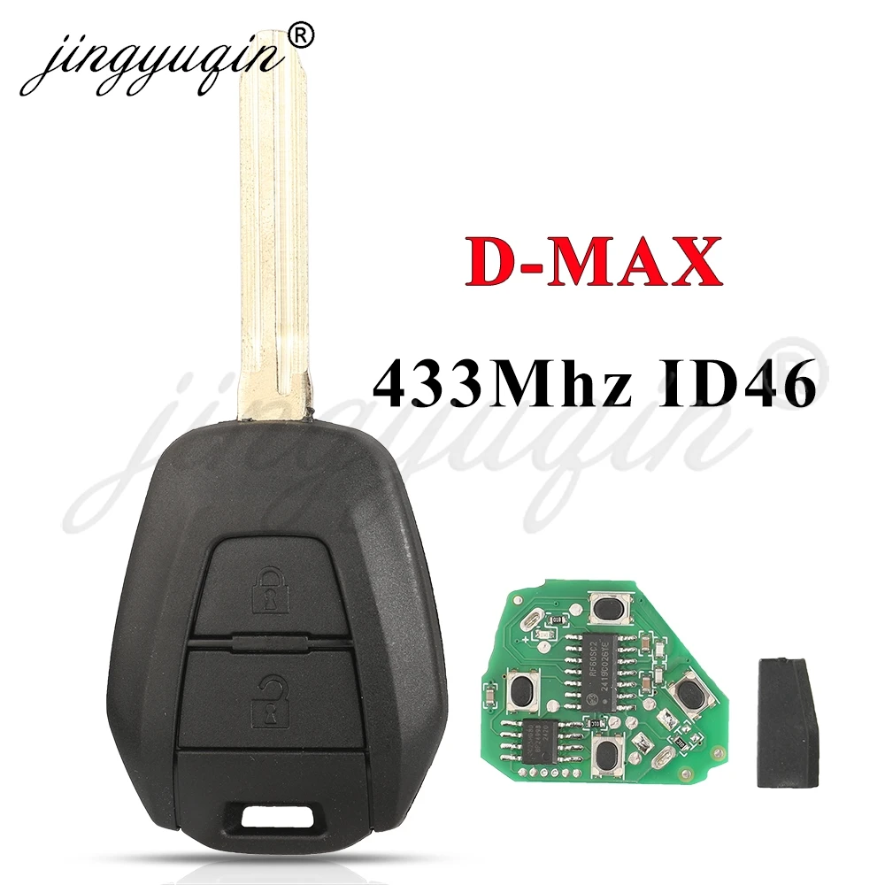 jingyuqin Remote Car Key Contro Fit for ISUZU D-Max M-UX 433.92Mhz ASK ID46 Chip TOY43 Blade Auto Key Fob Replacement 2 Buttons