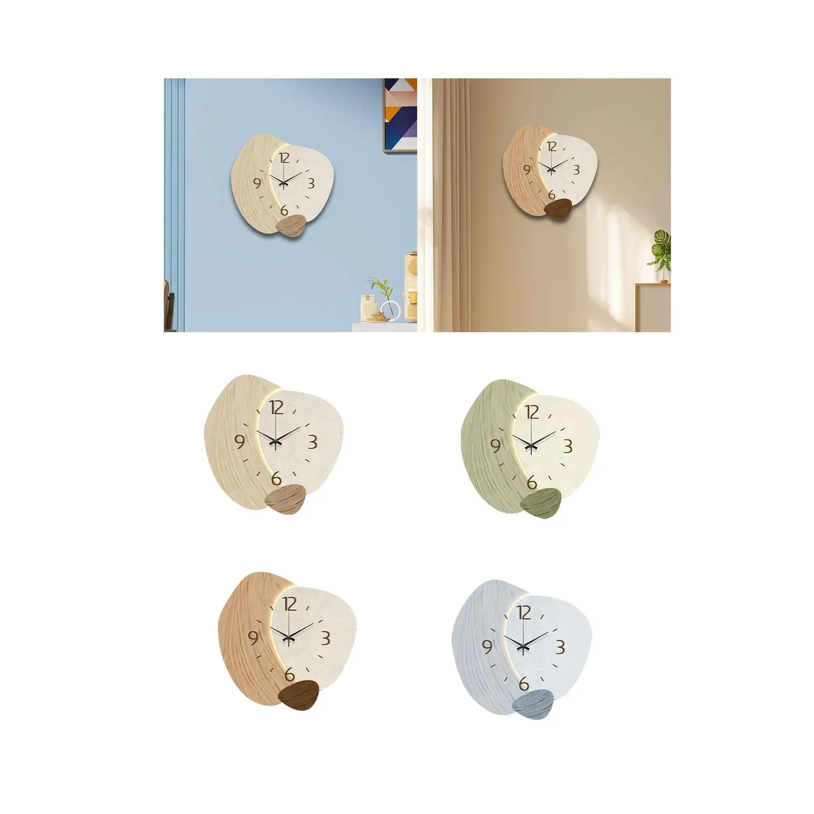 Non Ticking Wall Hanging Clock Rustic Country Style Creative Room Decoration Wall Clock for Modern Office Classroom