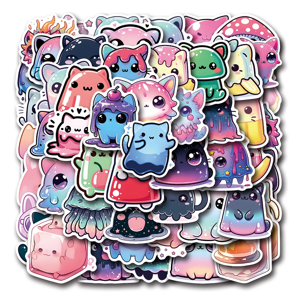 10/30/54pcs Cute Cartoon Jelly Cat Stickers Kawaii Kids Sticker Toy Water Bottle Phone Luggage Waterproof Graffiti Decals Decor